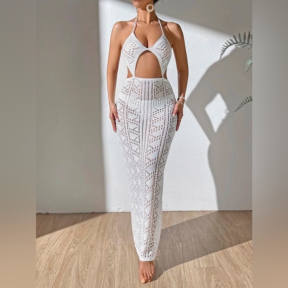 Cut Out Tie Backless Halter Neck Cover Up Dress - Picture 6 of 7